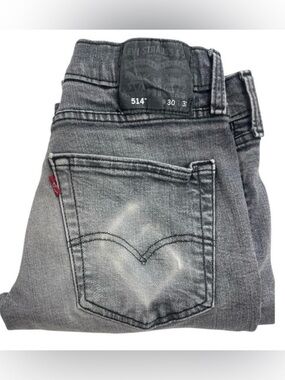 Levi’s 514 Straight Fit Jeans Men’s W30 L32 Gray Black Wash Denim